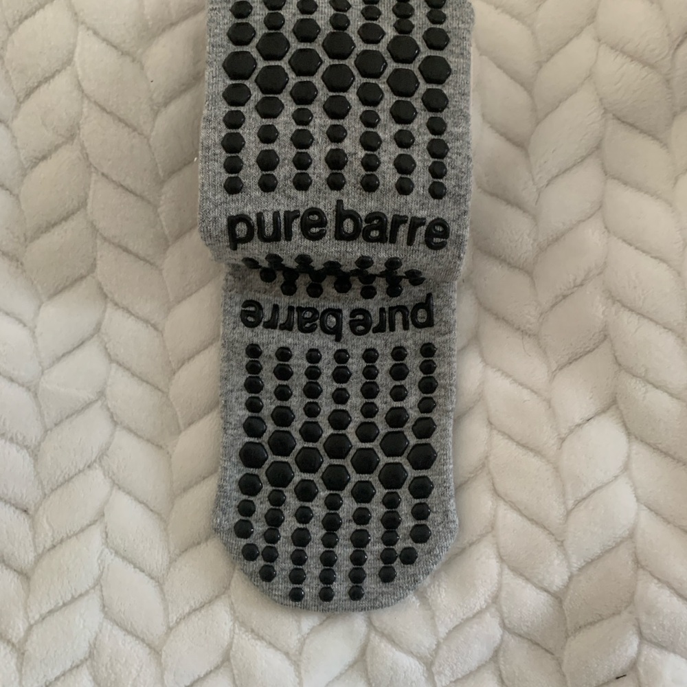 Pure Barre Gray and Purple Floral Grip Socks - Picture 4 of 4